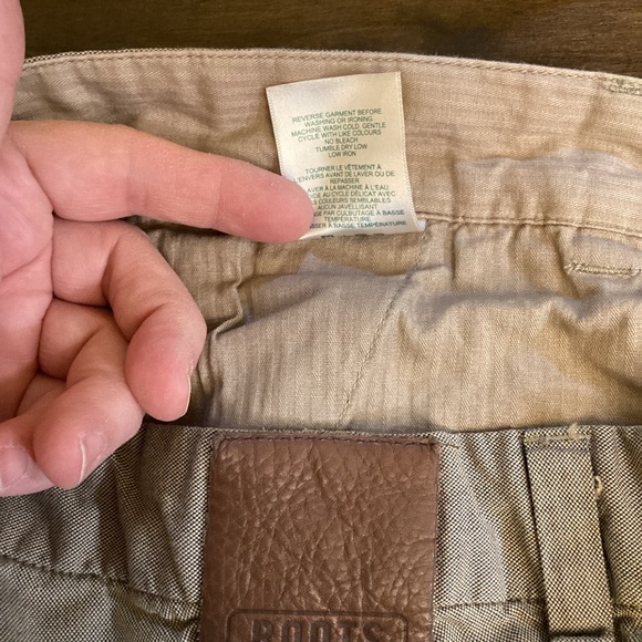 Roots Canada 33x31 Cotton Slim Straight Tan Beige Men’s Cotton Pants Slacks - Picture 10 of 11